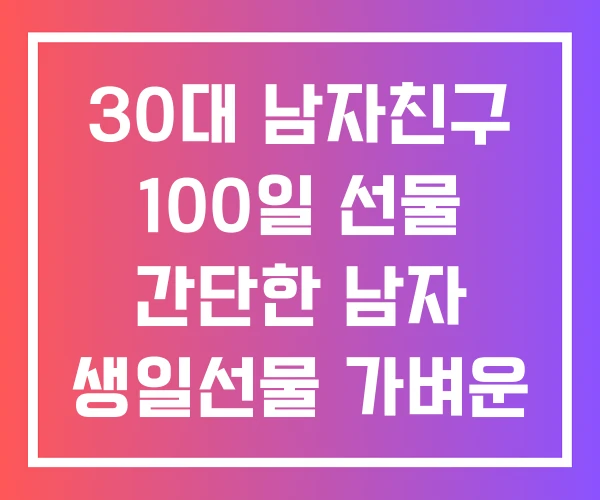 30대 남자친구 100일 선물 간단한 남자 생일선물 가벼운