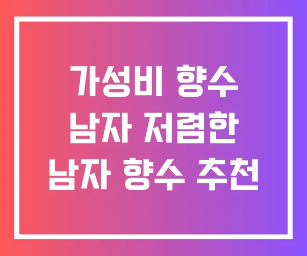 가성비 향수 남자 저렴한 남자 향수 추천