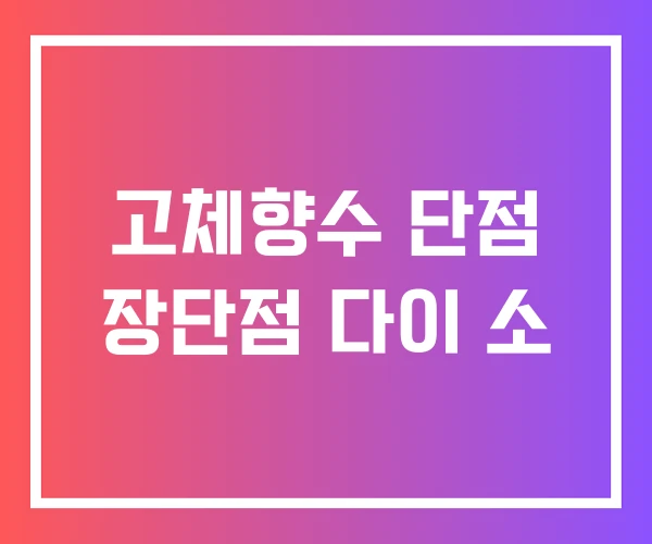 고체향수 단점 장단점 다이 소