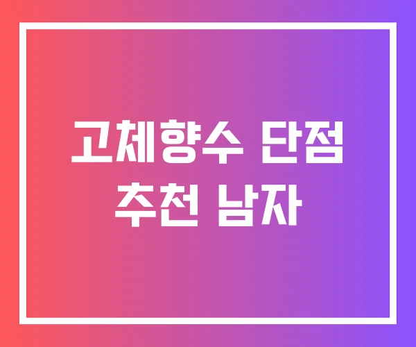 고체향수 단점 추천 남자