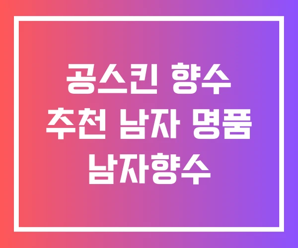 공스킨 향수 추천 남자 명품 남자향수