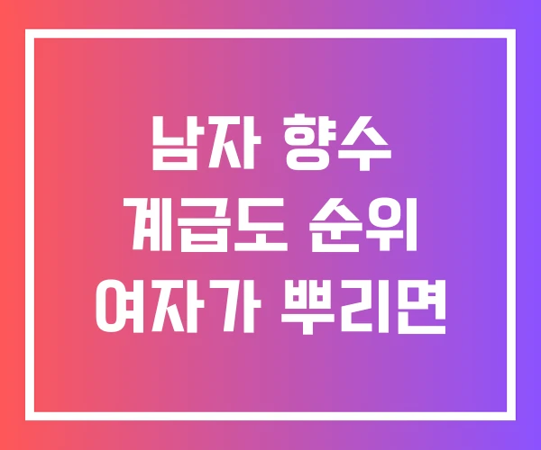 남자 향수 계급도 순위 여자가 뿌리면