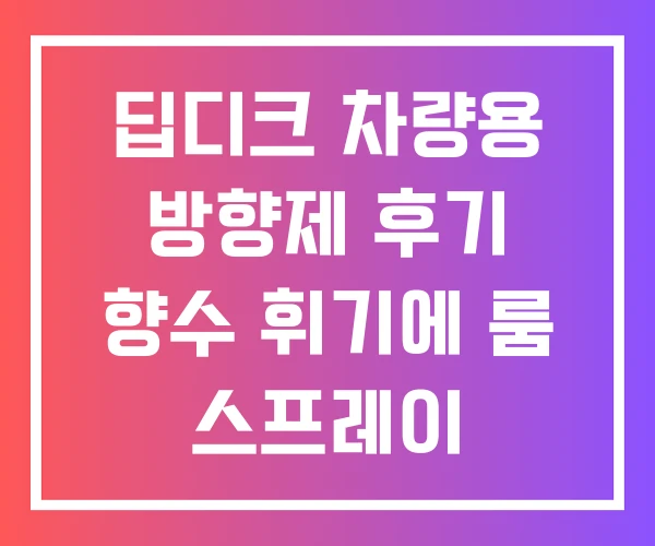 딥디크 차량용 방향제 후기 향수 휘기에 룸 스프레이