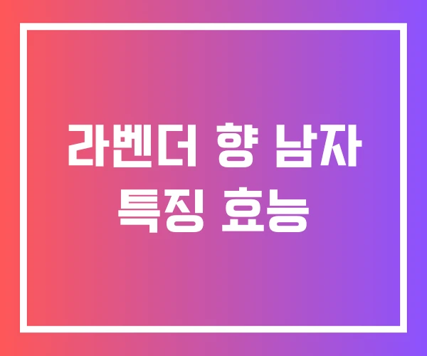 라벤더 향 남자 특징 효능