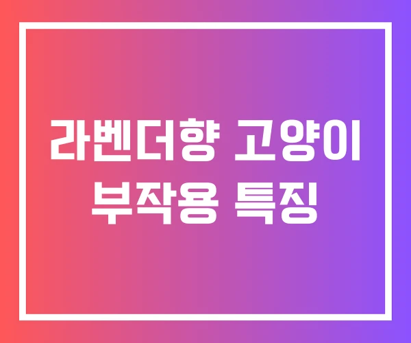 라벤더향 고양이 부작용 특징