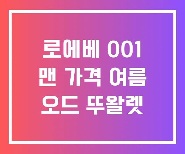 로에베 001 맨 가격 여름 오드 뚜왈렛