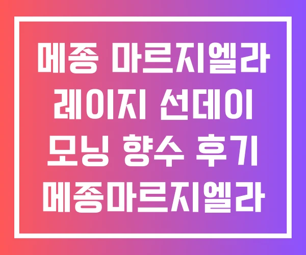 메종 마르지엘라 레이지 선데이 모닝 향수 후기 메종마르지엘라 남자