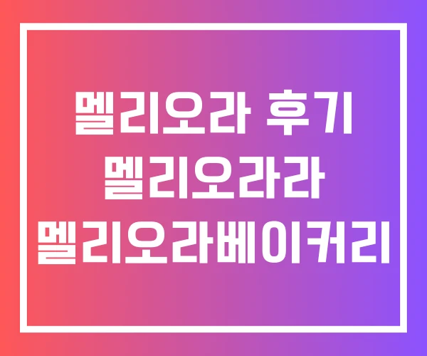 멜리오라 후기 멜리오라라 멜리오라베이커리