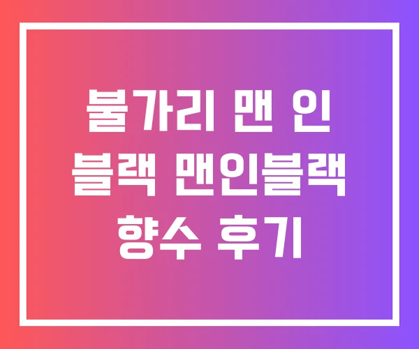 불가리 맨 인 블랙 맨인블랙 향수 후기
