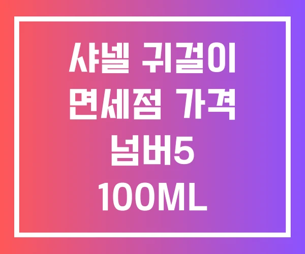 샤넬 귀걸이 면세점 가격 넘버5 100ML 50ML