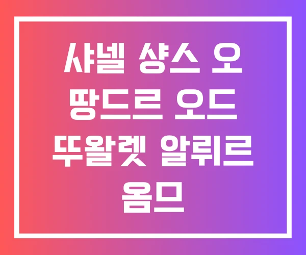 샤넬 샹스 오 땅드르 오드 뚜왈렛 알뤼르 옴므