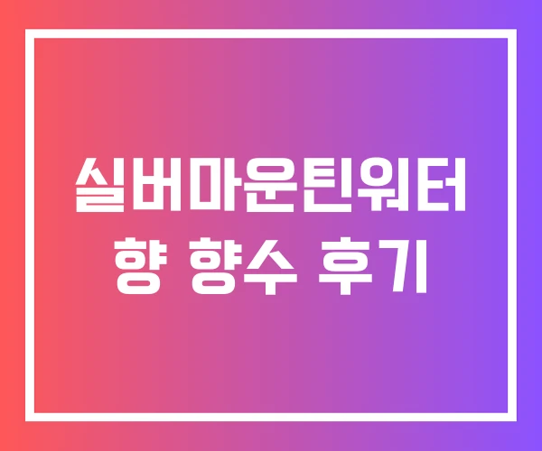 실버마운틴워터 향 향수 후기 실버마운틴워터 향 향수 후기