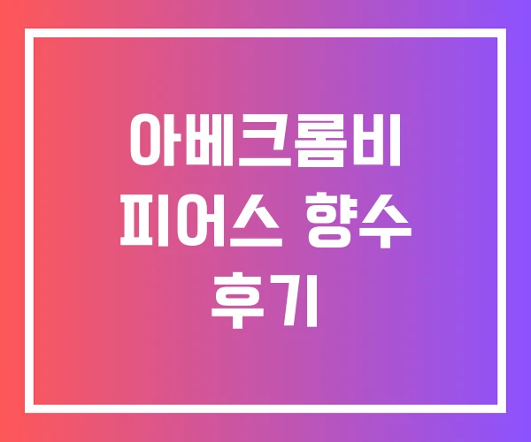 아베크롬비 피어스 향수 후기