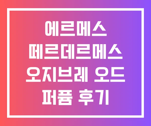 에르메스 떼르데르메스 오지브레 오드 퍼퓸 후기