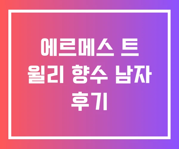 에르메스 트 윌리 향수 남자 후기