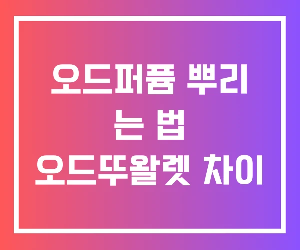 오드퍼퓸 뿌리 는 법 오드뚜왈렛 차이