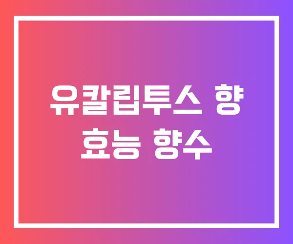 유칼립투스 향 효능 향수