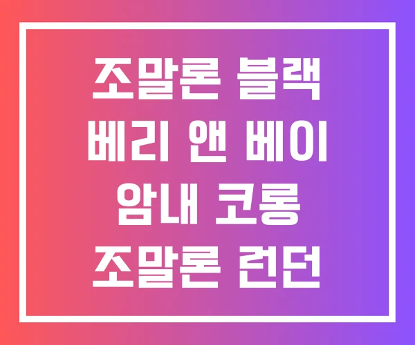 조말론 블랙 베리 앤 베이 암내 코롱 조말론 런던 블랙베리