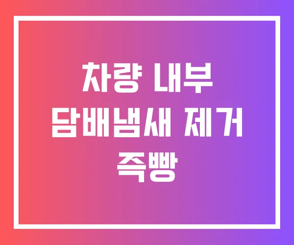 차량 내부 담배냄새 제거 즉빵 차량 내부 담배냄새 제거 즉빵