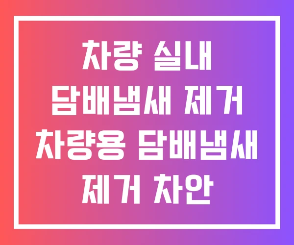 차량 실내 담배냄새 제거 차량용 담배냄새 제거 차안
