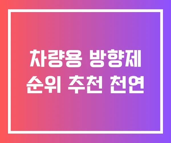 차량용 방향제 순위 추천 천연