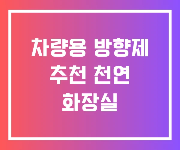 차량용 방향제 추천 천연 화장실