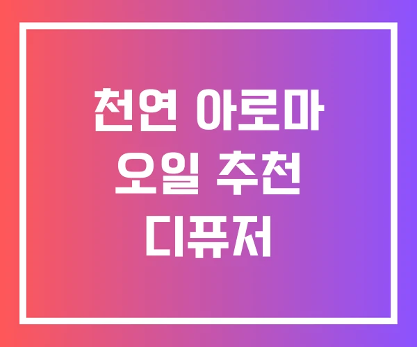 천연 아로마 오일 추천 디퓨저