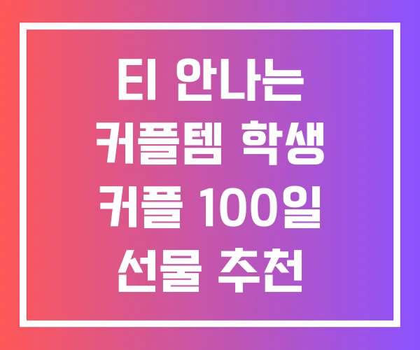 티 안나는 커플템 학생 커플 100일 선물 추천