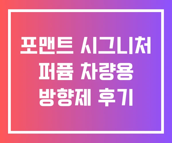 포맨트 시그니처 퍼퓸 차량용 방향제 후기