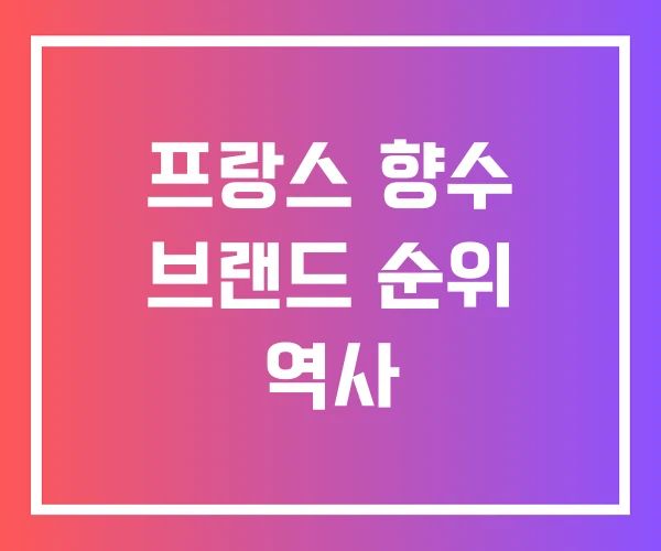 프랑스 향수 브랜드 순위 역사