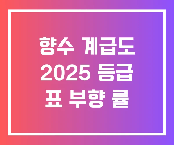 향수 계급도 2025 등급 표 부향 률