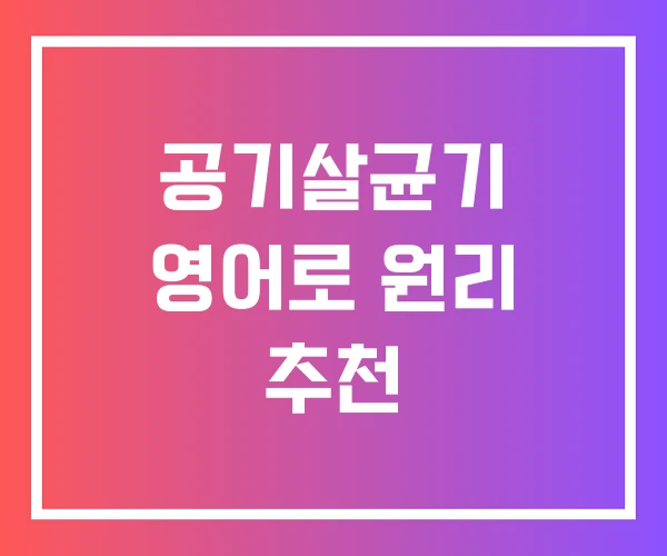 공기살균기 영어로 원리 추천