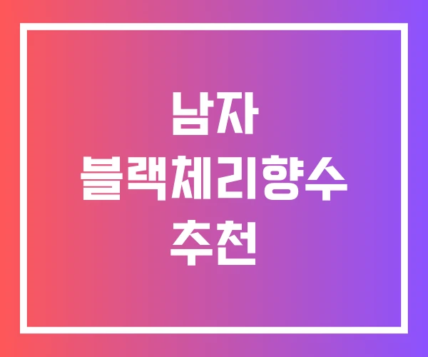 남자 블랙체리향수 추천 남자 블랙체리향수 추천