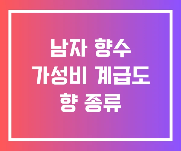남자 향수 가성비 계급도 향 종류