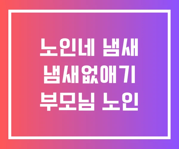 노인네 냄새 냄새없애기 부모님 노인