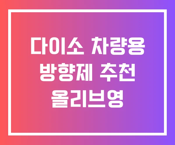 다이소 차량용 방향제 추천 올리브영
