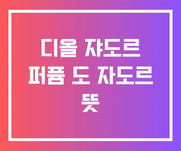 디올 쟈도르 퍼퓸 도 자도르 뜻