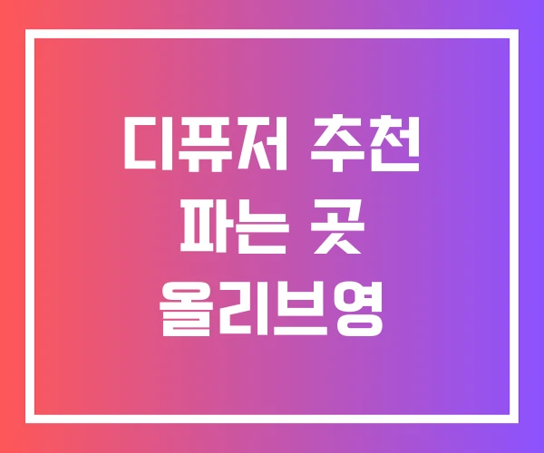 디퓨저 추천 파는 곳 올리브영