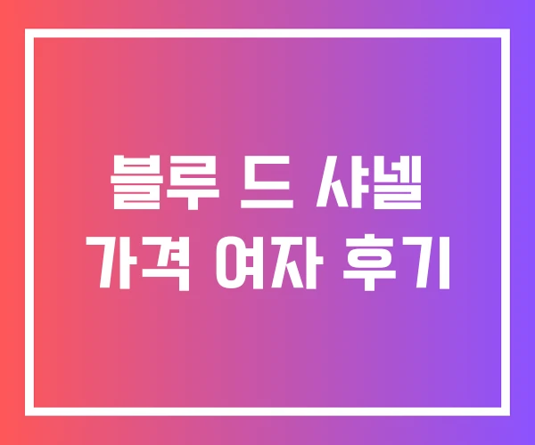 블루 드 샤넬 가격 여자 후기