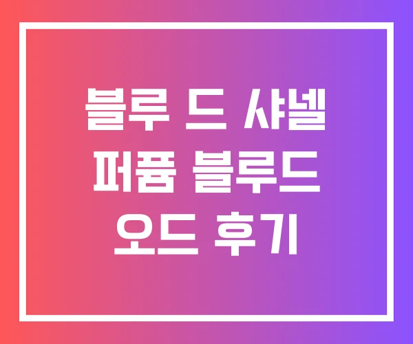 블루 드 샤넬 퍼퓸 블루드 오드 후기