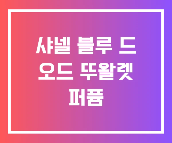 샤넬 블루 드 오드 뚜왈렛 퍼퓸