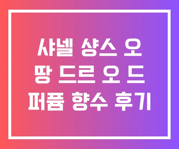 샤넬 샹스 오 땅 드르 오 드 퍼퓸 향수 후기