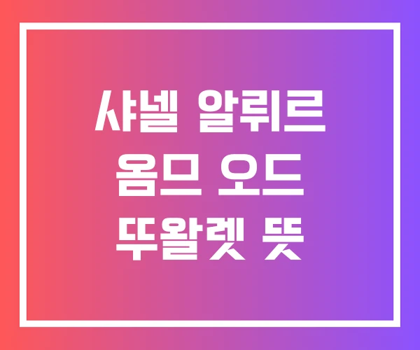 샤넬 알뤼르 옴므 오드 뚜왈렛 뜻