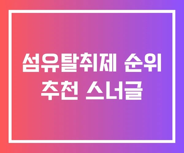 섬유탈취제 순위 추천 스너글