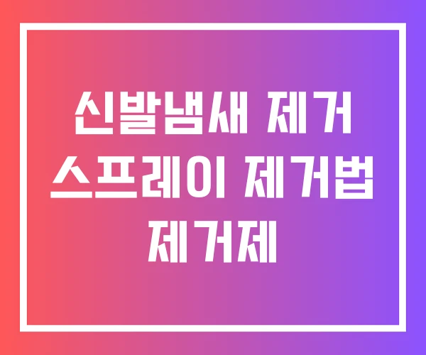 신발냄새 제거 스프레이 제거법 제거제