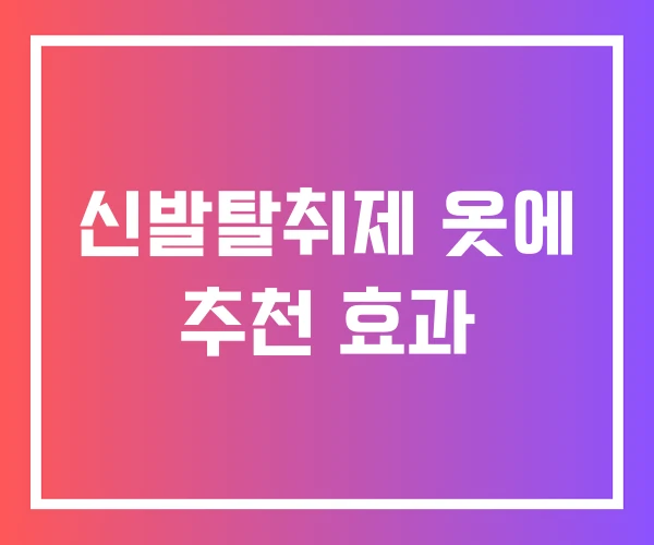 신발탈취제 옷에 추천 효과