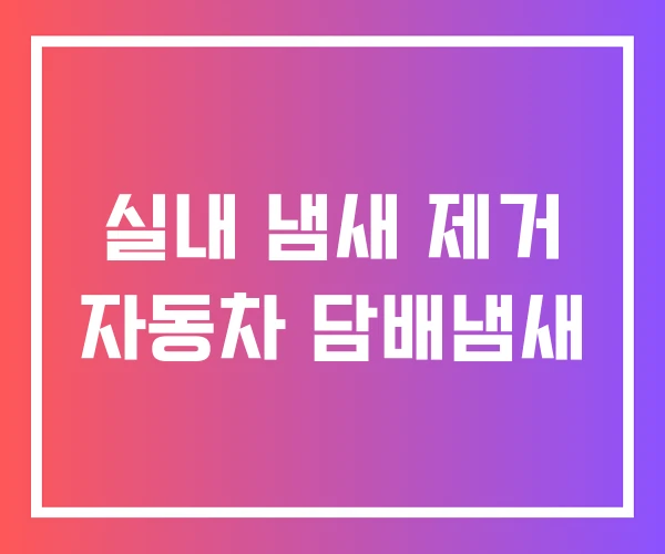 실내 냄새 제거 자동차 담배냄새