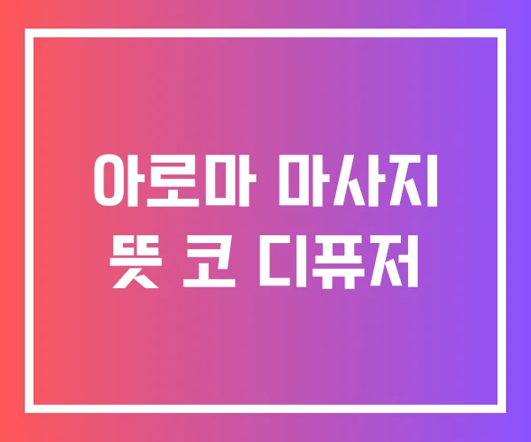 아로마 마사지 뜻 코 디퓨저 아로마 마사지 뜻 코 디퓨저