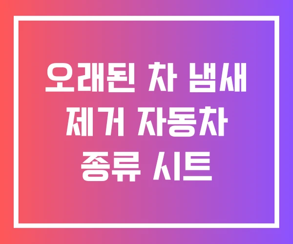 오래된 차 냄새 제거 자동차 종류 시트