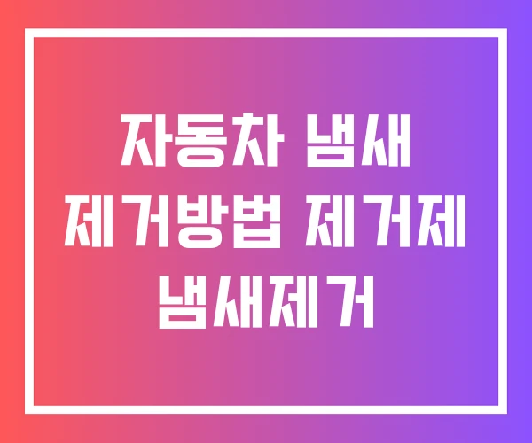 자동차 냄새 제거방법 제거제 냄새제거